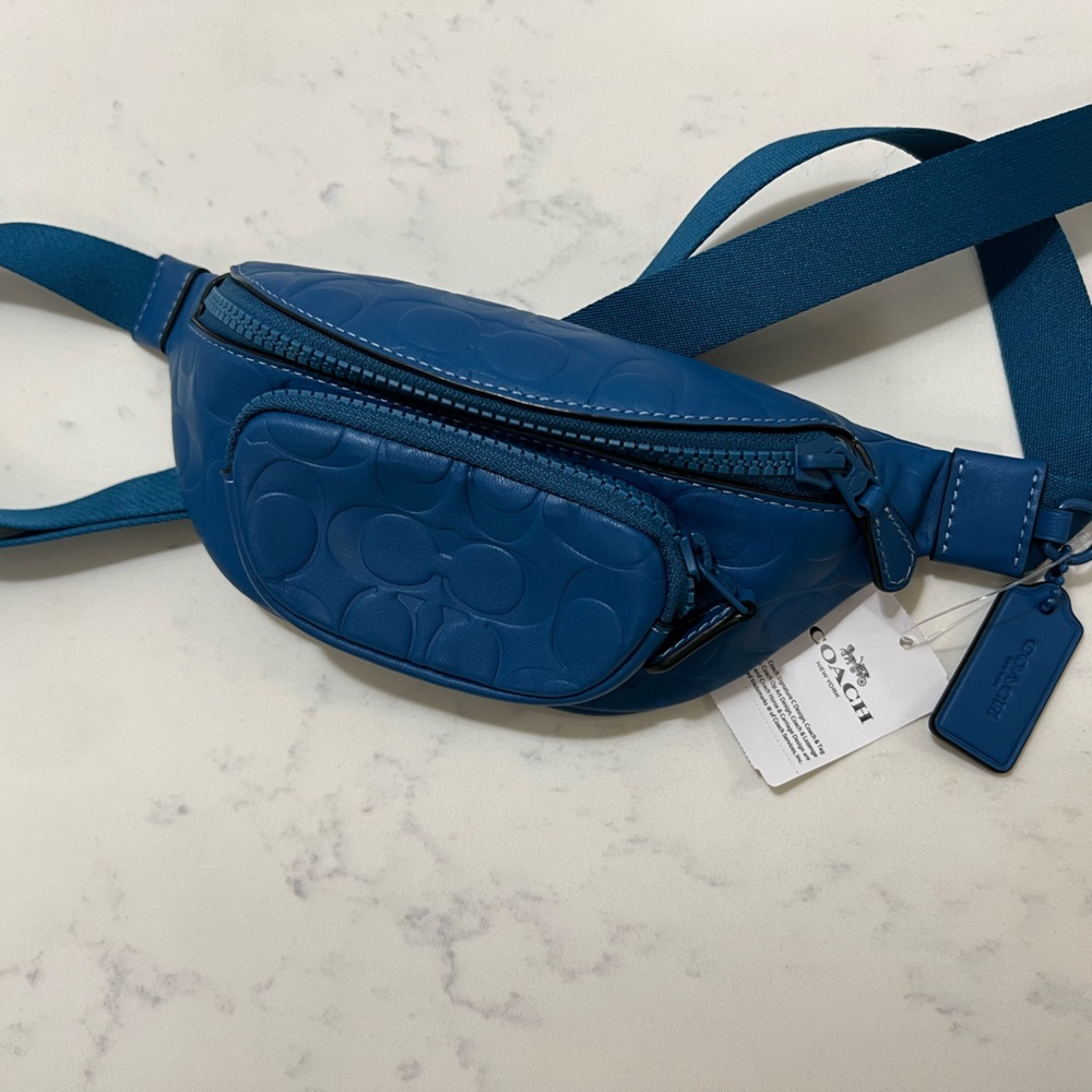 Coach Blue Belt Bag with Sleek Crescent Design - Picture 9 of 13